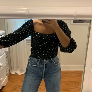 black and white zara top